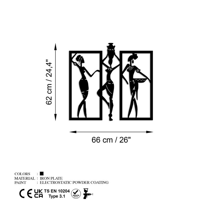 Wallity African Women Escultura de pared negra